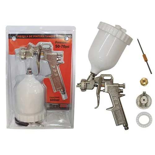PISTOLA DE PINTURA COM TANQUE ALTO 600ML-BESTFER