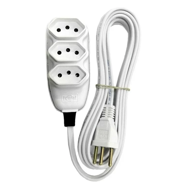 EXTENSAO COMPACTA CABO PP 3METROS BRANCA-ILUMI