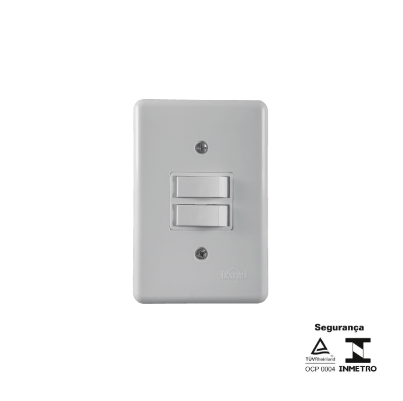 INTERRUPTOR 2 TECLAS SIMPLES COM PLACA 6A-ILUMI