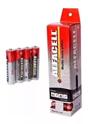 PILHA PEQUENA AA 1,5V COM 4 COMUM-ALFACELL