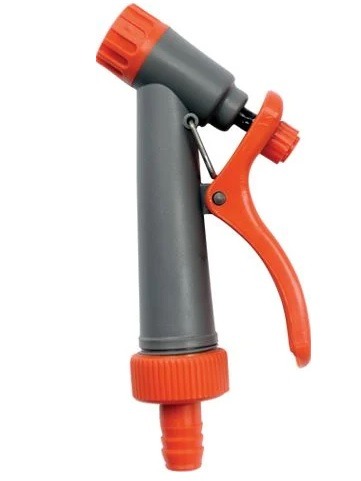 ESGUICHO REVOLVER PLASTICO CROMADO/LARANJA 1/2-GARDEN