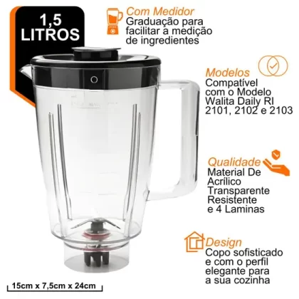 COPO LIQUIDIFICADOR COMPATIVEL COM WALITA DAILY RI