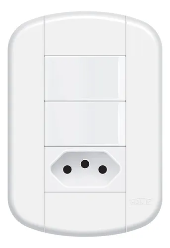 INTERRUPTOR DUPLO+TOMADA 2P+T 10A BLANC+ FAME