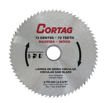 LAMINA PARA SERRA CIRCULAR 72 DENTES 110MM-CORTAG