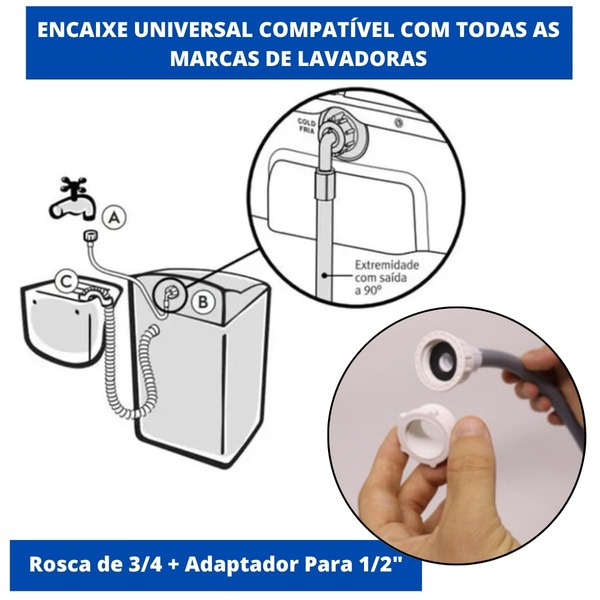 MANGUEIRA DE ENTRADA D'AGUA PARA MAQUINA DE LAVAR - Imagem 2