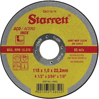 DISCO ABRASIVO DE CORTE 115X1.0X22.2MM-STARRET