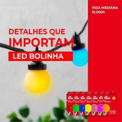 LAMPADA BOLINHA 1-3W BOLINHA E27 CORES-KIAN