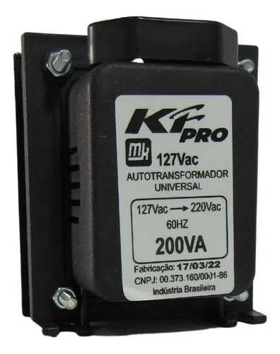 AUTO TRANSFORMADOR 200VA COM PROTECAO TERMICA-KF INDUSTRIA