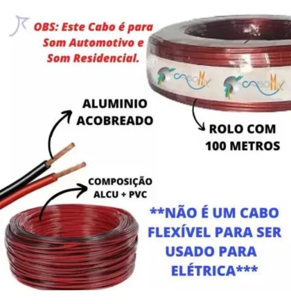 FIO BICOLOR VERMELHO E PRETO 0.75MM-MEGATON