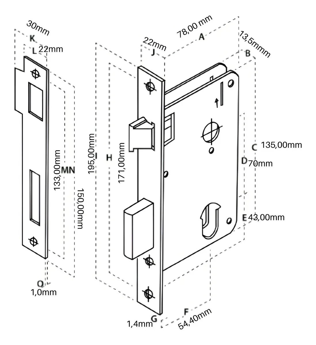 FECHADURA INOX CLASSIC EXTERNA 3600/34-ALIANCA - Imagem 2