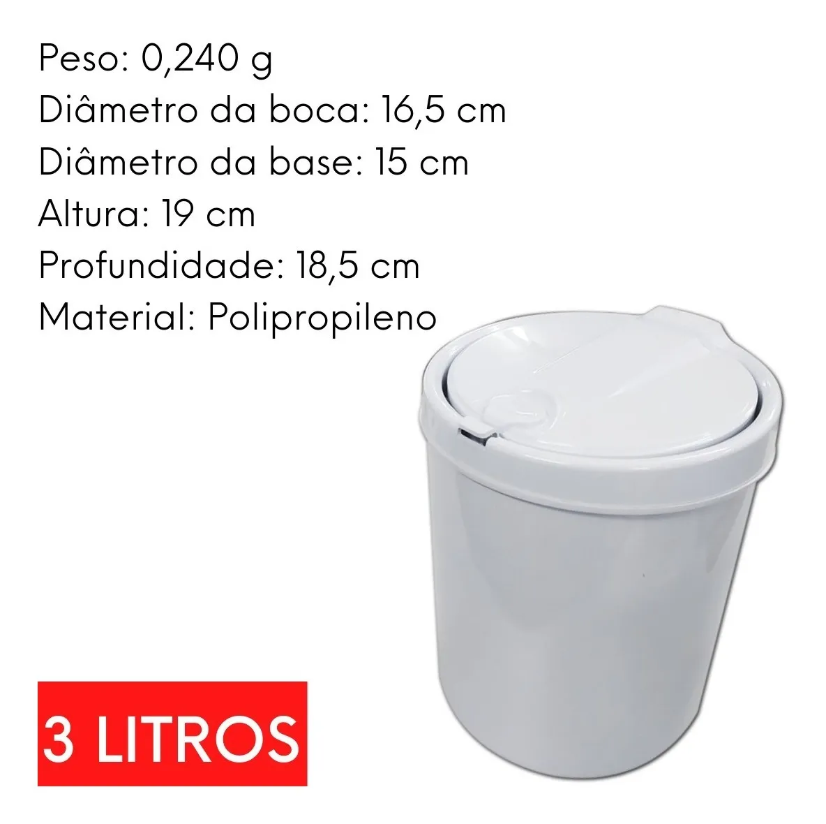 LIXEIRA TAMPA CLICK BRANCA-VIEL - Imagem 2