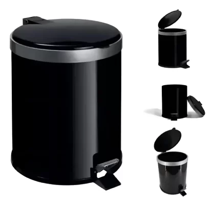 LIXEIRA COM PEDAL 12 LITROS PRETA POLIPROPILENO-VIEL