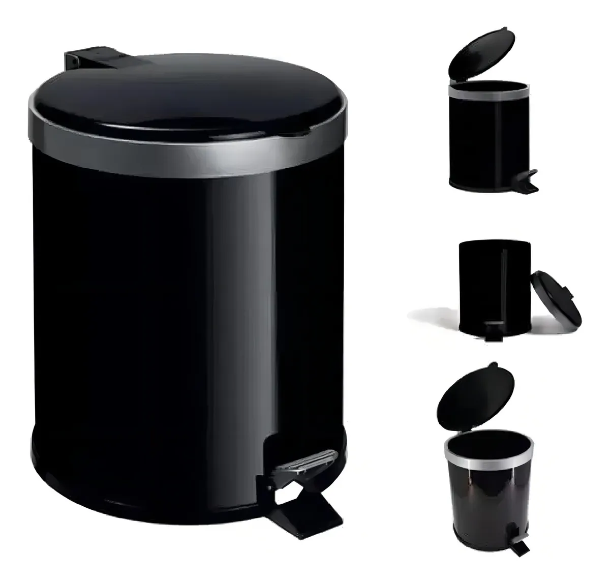 LIXEIRA COM PEDAL 12 LITROS PRETA POLIPROPILENO-VIEL