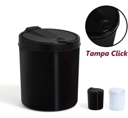 LIXEIRA COM TAMPA CLICK PRETA-VIEL