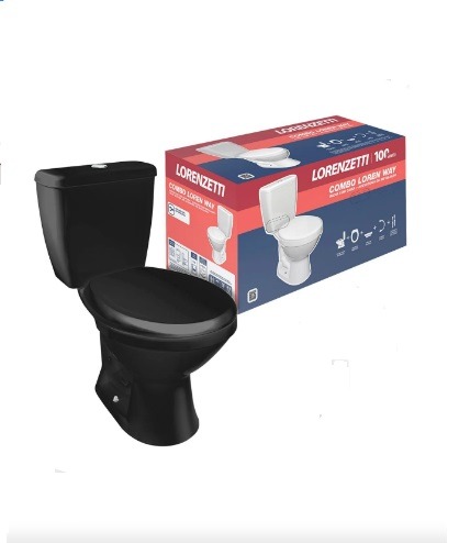 BACIA COM CAIXA ACOPLADA WAY PRETA-LORENZETTI