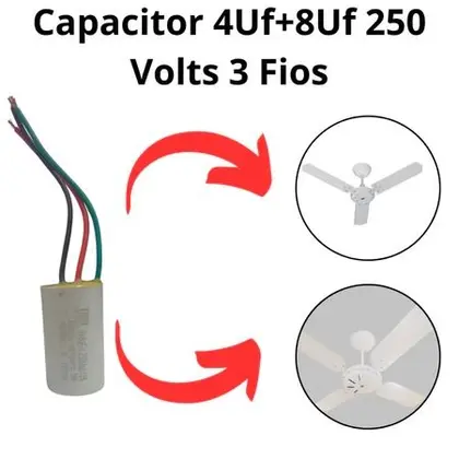 CAPACITOR DUPLO 4UF+8UF 250VAC-RIMA