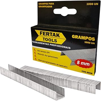 GRAMPO PARA GRAMPEADOR 8MM COM 100 PECAS-FERTAK