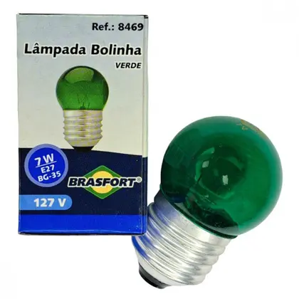 LAMPADA BOLINHA VERDE 7W 127V-BRASFORT