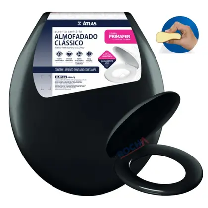 ASSENTO SANITARIO ALMOFADADO PRETO CLASSICO-ATLAS