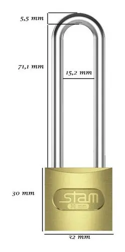 CADEADO 30MM HASTE LONGA-STAM