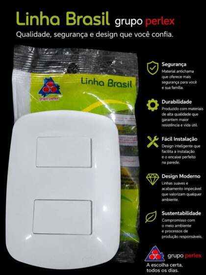 INTERRUPTOR 2 SECOES SIMPLES 10A LINHA BRASIL-PERLEX