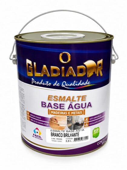 TINTA ESMALTE BASE AGUA BRANCO ACETINADO GALAO 3,6LT-GLADIADOR