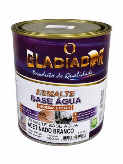 TINTA ESMALTE BASE D AGUA BRANCO ACETINADO 900ML-GLADIADOR