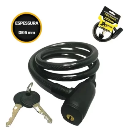 CADEADO PARA BIKE COM CHAVE 120CM-FERTAK