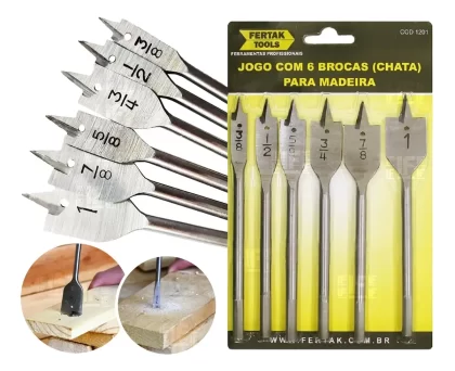 JOGO DE BROCA CHATA 6 PECAS-FERTAK