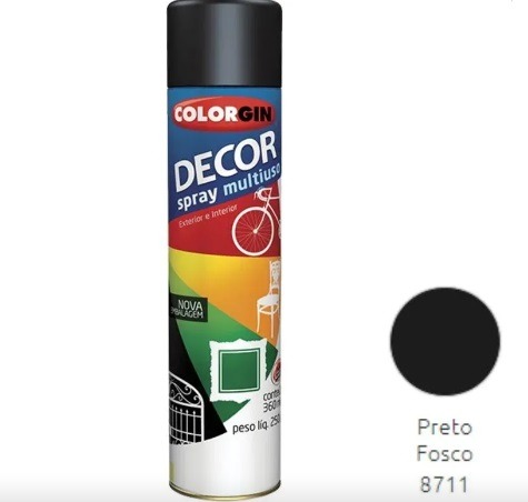 TINTA SPRAY PRETO FOSCO 360ML-COLORGIN