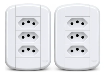 3 TOMADAS PADRAO 2P+T 20A COM PLACA BLANC +-FAME