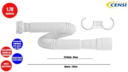 TUBO EXTENSIVO COM SUPORTE 1.70CM BRANCO-CENSI
