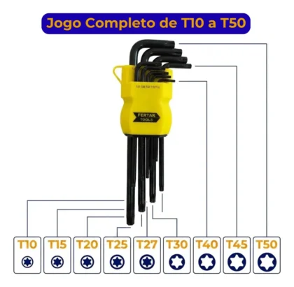 JOGO CHAVE TORK LONGA 9PCS CRV-FERTAK