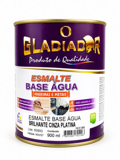 TINTA ESMALTE A BASE D AGUA 900ML CINZA PLATINA-GLADIADOR