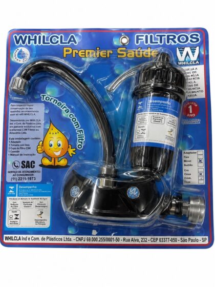 TORNEIRA MOVEL COM FILTRO  PREMIER SALUTE PRETA PAREDE-WHILCLA