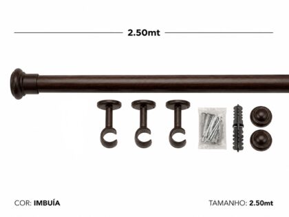 KIT PARA CORTINA 2,50MT SIMPLES IMBUIA-BELLA JANELA