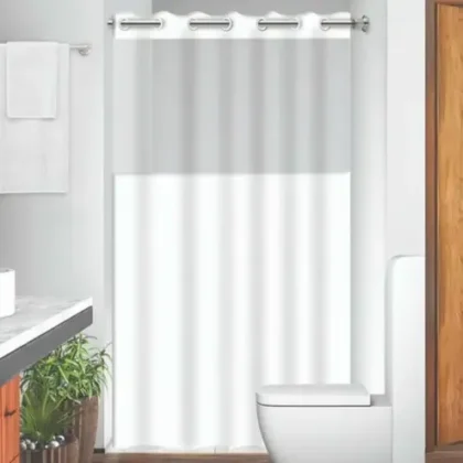 CORTINA BOX COM VISOR TRANSPARENTE BRANCA -VIDA PRATIKA