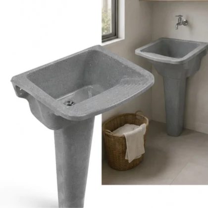 TANQUE COM COLUNA  GRANITO SINTETICO 55X41CM CINZA A.J RORATO