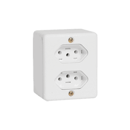 CONJUNTO 2 TOMADAS FIXAS BIPOLAR 10A 2P+T 250V-ILUMI