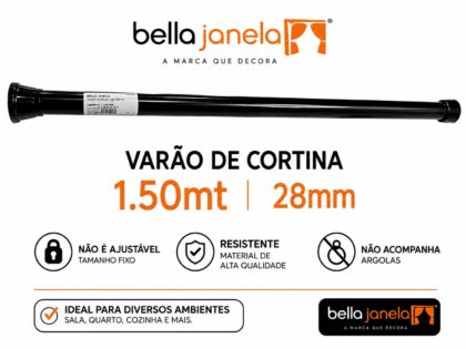 KIT PARA CORTINA 1,50MT IMBUIA 28MM-BELLA JANELA