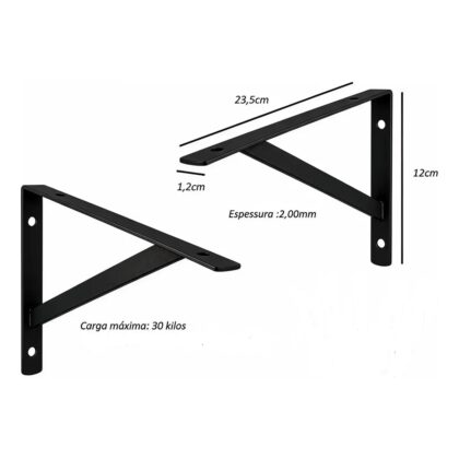 SUPORTE PARA PRATELEIRA 25CM LEVE PRETA HAYNER