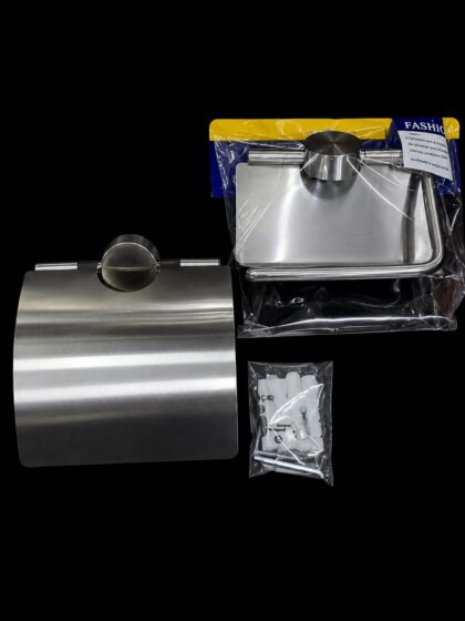 PORTA PAPEL HIGIENICO COM TAMPA INOX