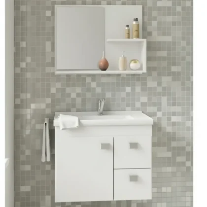 ARMARIO HORTENCIA BRANCO 55CM COM ESPELHO-MGM