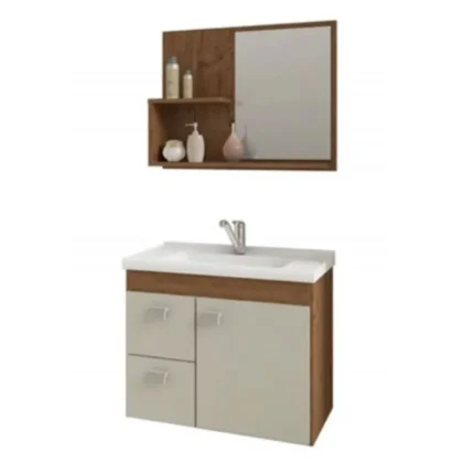 ARMARIO HORTENCIA AMENDOA OFF WHITE 55CM COM ESPELHO-MGM