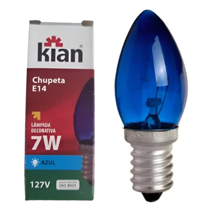 LAMPADA CHUPETA 7W 127V E14 AZUL KIAN