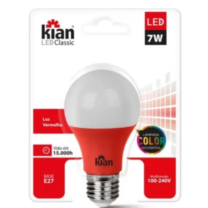 LAMPADA LED BULBO 7W VERMELHA-KIAN