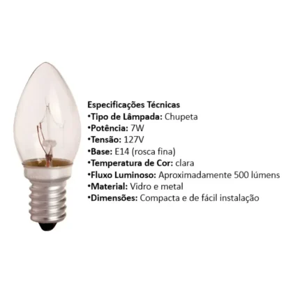 LAMPADA CHUPETA 7W 127V E14 CLARA KIAN