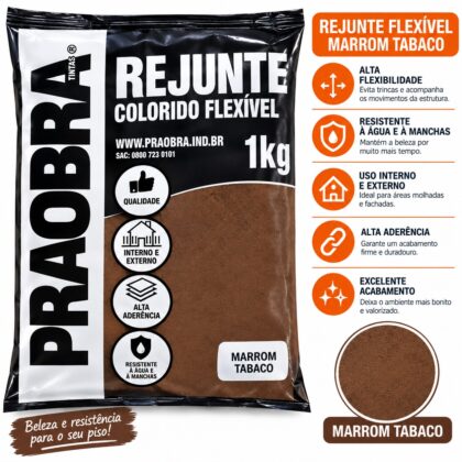 REJUNTE FLEXIVEL MARROM TABACO 1KG-PRAOBRA